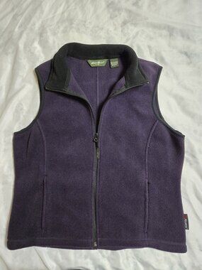 Eddie Bauer L Vest Purple Polartec Fleece Womens Large Babcox Winter Layer Warm